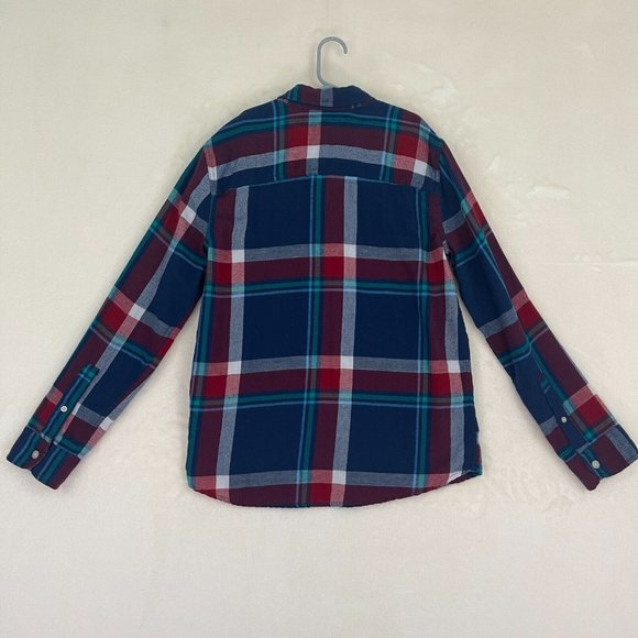 Abercrombie Kids Boys Flannel Shirt Size 13-14 Red Blue White Plaid Long Sleeve - Picture 6 of 15